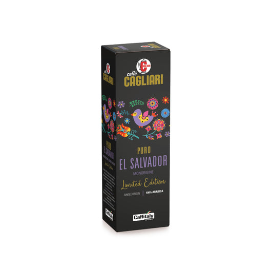 Caffà Cagliari coffee packaging with colorful design on a white background