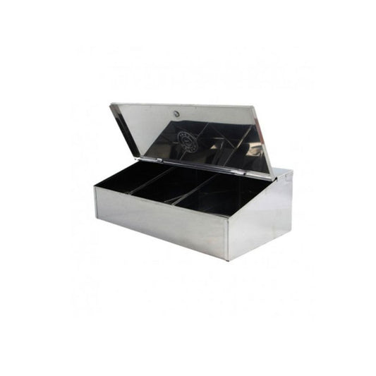 Metallic box with a reflective surface on a white background