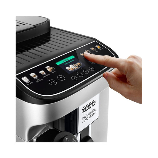 Color soft-touch control panel with direct beverage selection on DeLonghi Magnifica EVO