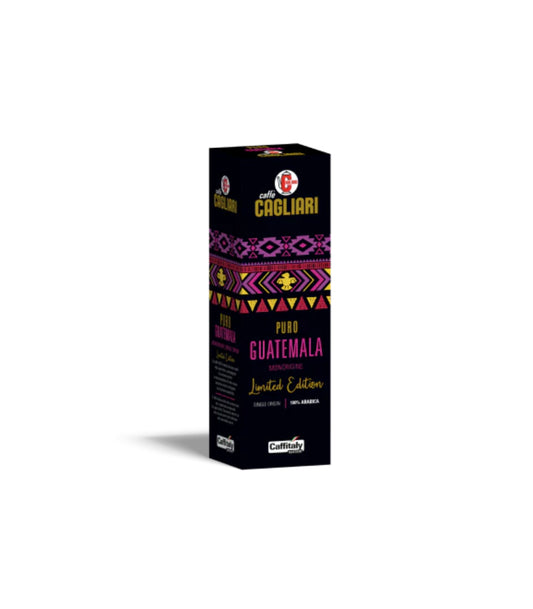 Caffè Cagliari coffee packaging with colorful design on a white background