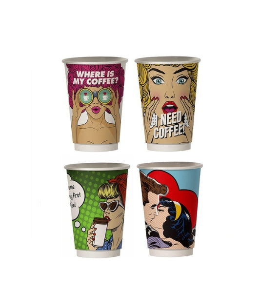 Take away paper cups 16oz mix 16pcs