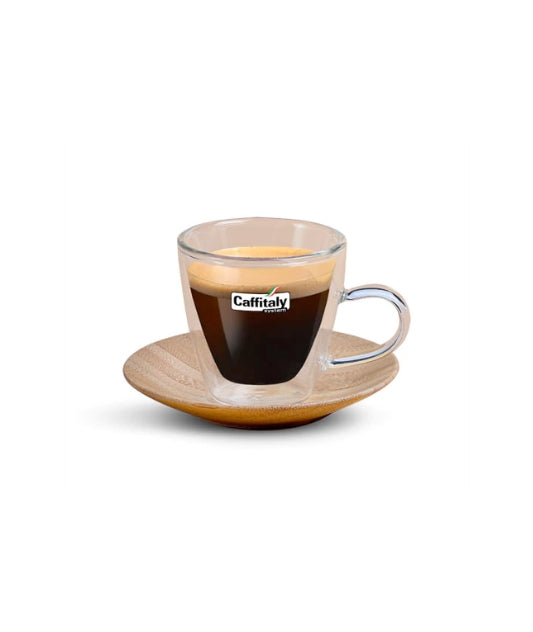 Espresso Cups with Bamboo Saucer - set of 2