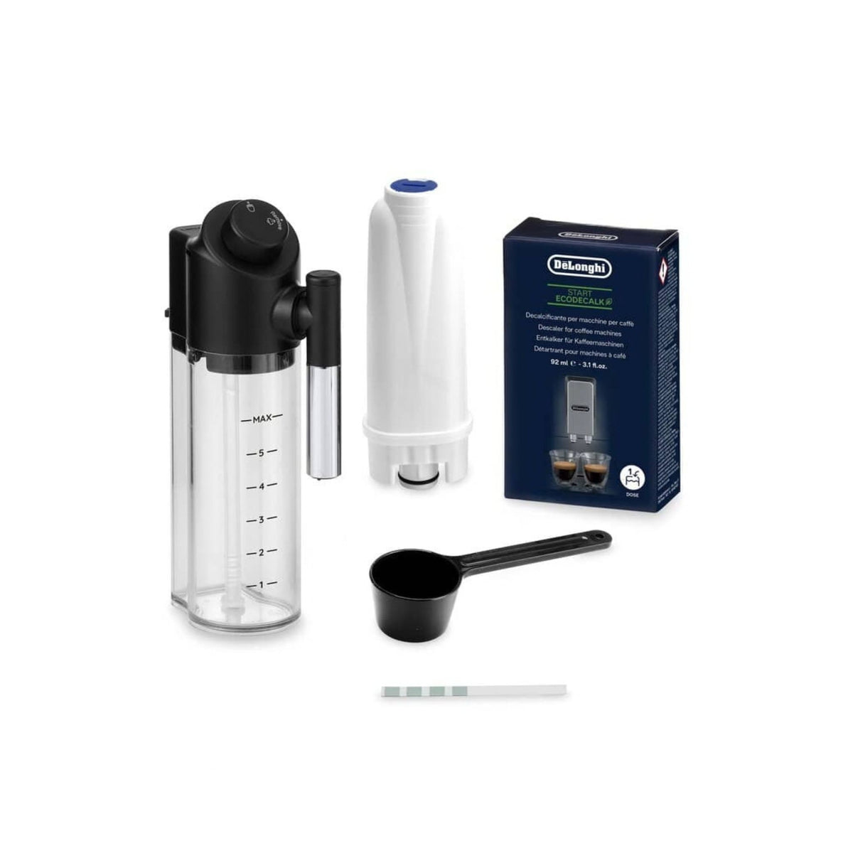 Included accessories and cleaning tools for DeLonghi Magnifica EVO ECAM310.80.SB